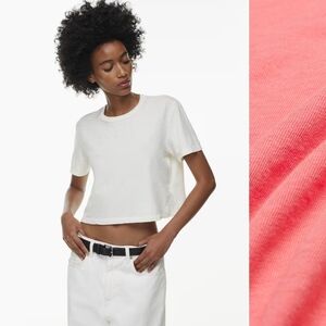 Denim Forum Aritzia The Vintage Crop Tee Short Sleeve Top Size Medium Candy Drop